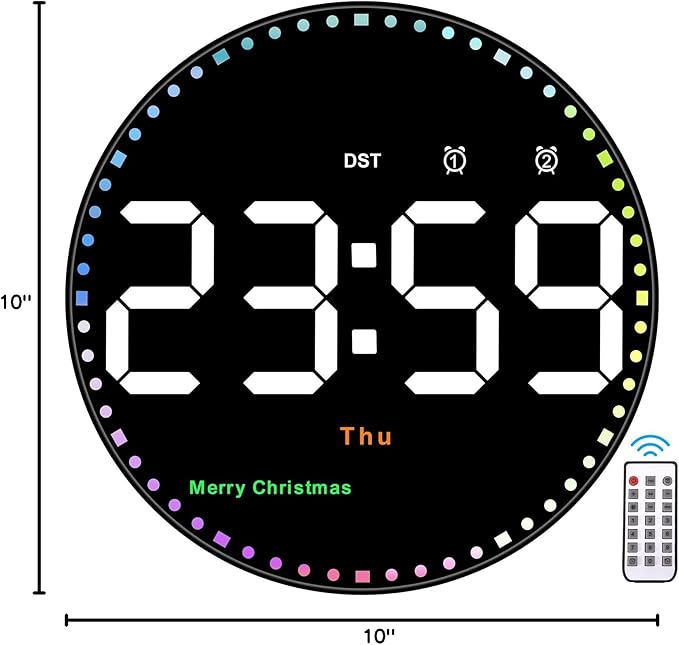 SZELAM Digital Wall Clock, Adjustable Brightness, Temperature, 12/24 H - Image 10