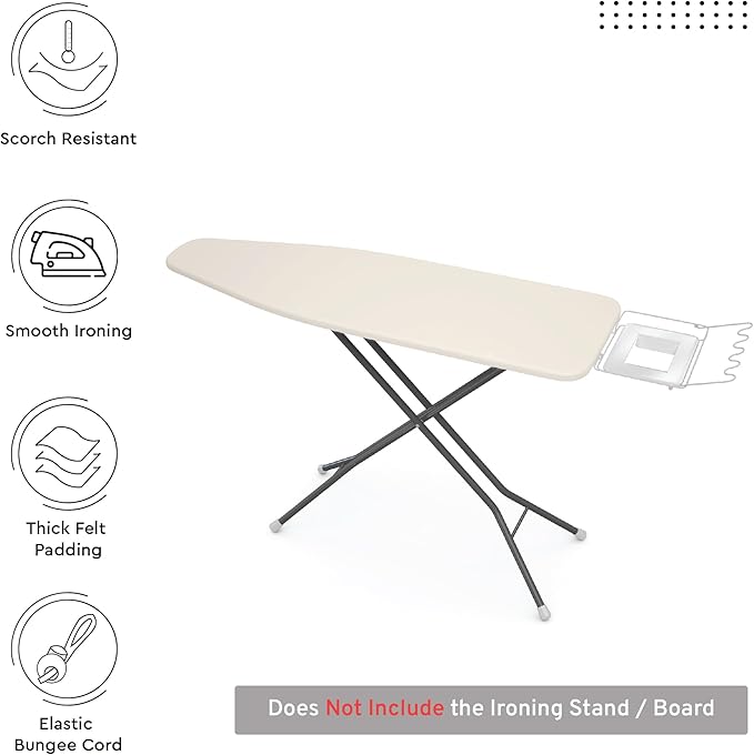 Encasa XO Ironing Board Cover and Pad 42"x14" - 4mm Felt Medium Iron Board - Image 2