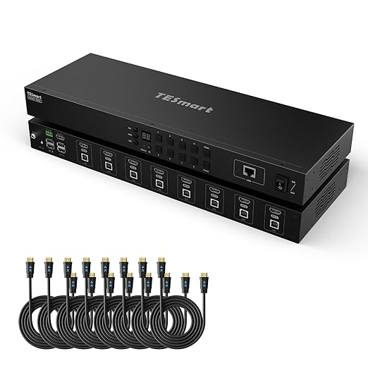 TESmart 8X1 HDMI KVM Switch 8 Port 4K@30Hz, USB2.0 Rackmount KVM by TESmart