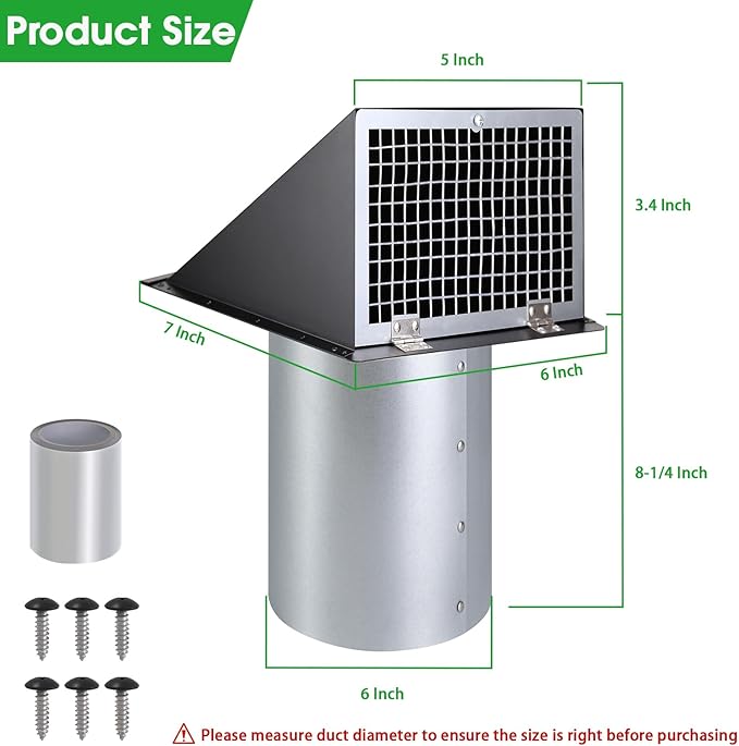 4 Inch Dryer Vent Cover Outside, Dryer Vent Cover Outdoor Wall Vent Hood Dryer - Image 2