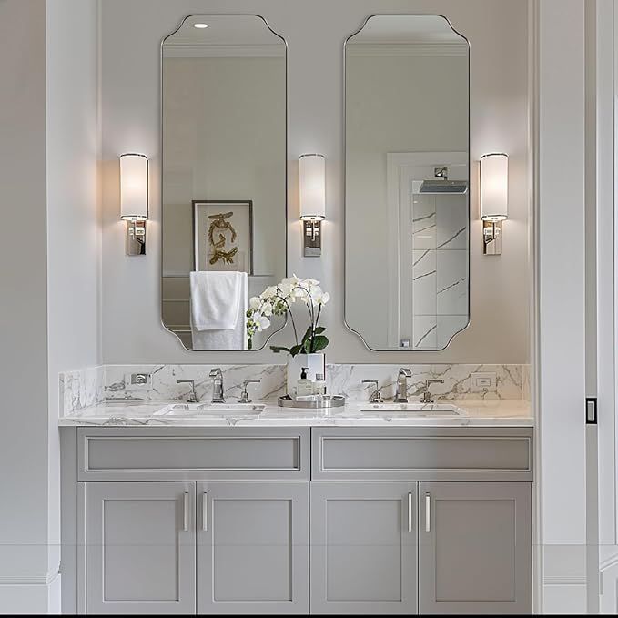 ANDY STAR 18" x 48" Full Length Wall Mirror, Large Brushed Nickel Bathroom - Image 6