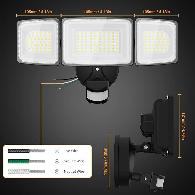 Onforu 100W LED Security Lights Motion Sensor Light Outdoor, 9000lm Super - Image 9