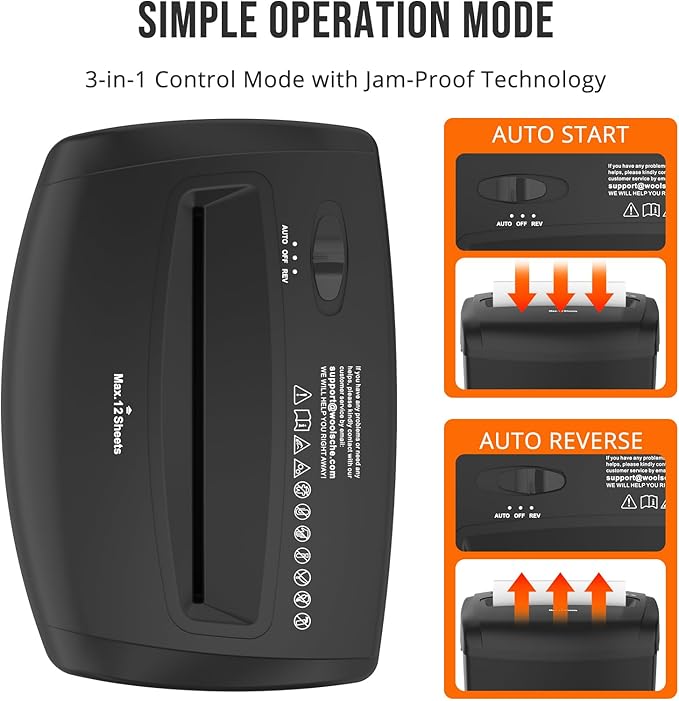 SUNTIKO 12-Sheet Cross-Cut Paper Shredder, P-4 Security Level - Image 6