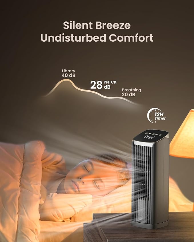 PNTCK Fan for Bedroom, 4 Modes 4 Speeds Max 24ft/s, 70° Oscillating Desk Fan - Image 4