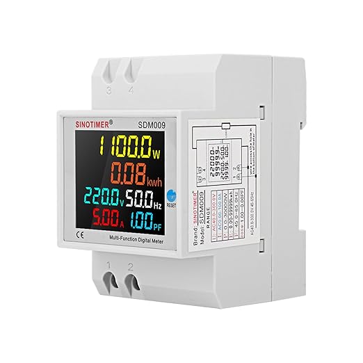 6IN1 Single Phase Energy Meter Din Rail Electricity Usage Monitor AC 40-300V - Image 2