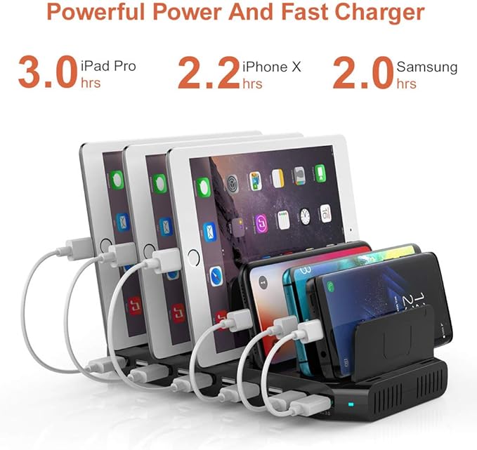 Alxum 60W 10 Port USB Charging Station Multiple Charger Station, USB Organizer - Image 4