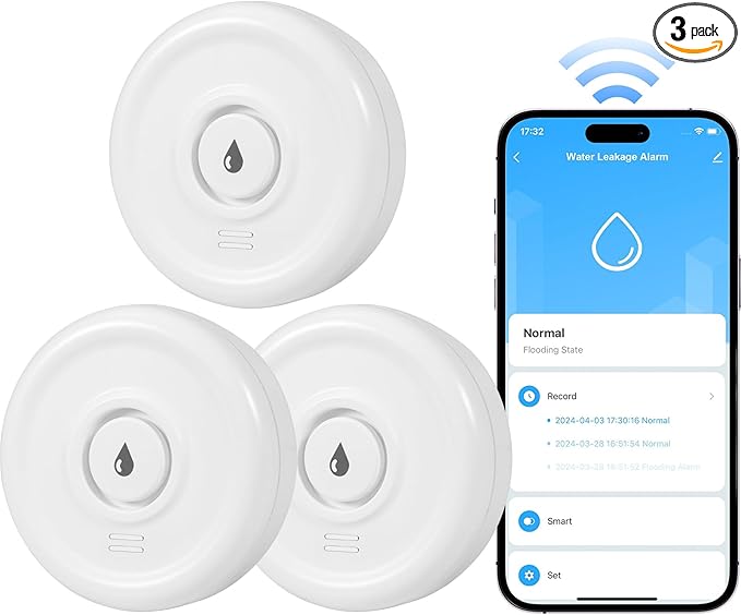 Douevo WiFi Water Leak Sensor, 100 dB Water Alarm Leak Detector, by DouevoTotalHomeSecurity