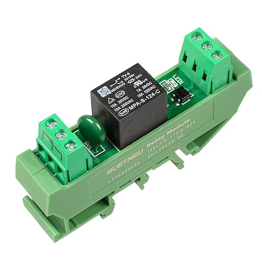 GUETNEU Relay Board, Relay Module 1 Channel 1 SPDT DIN Rail Mount 24V DC/AC - Image 2