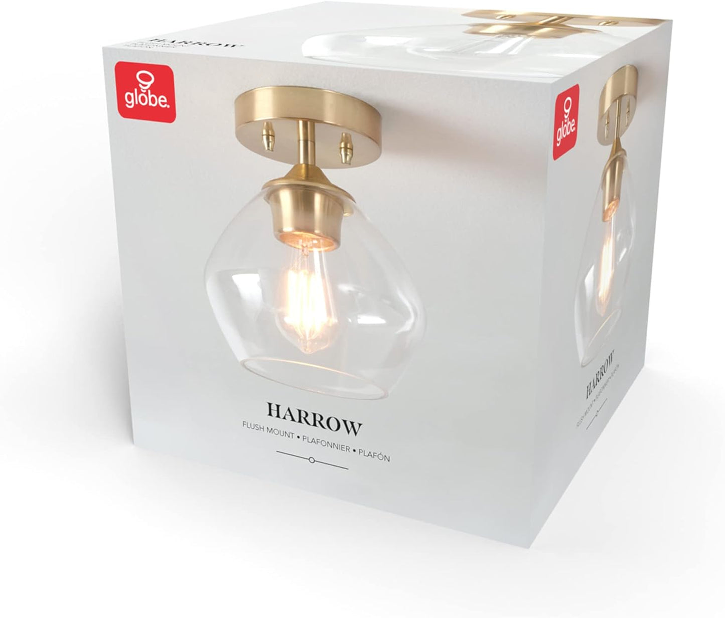 1-Light Semi-Flush Mount Ceiling Lighting with Clear Glass Shade | Clear Glass Shade, Dimmable, E26 Base, Hardwired, Model 65693