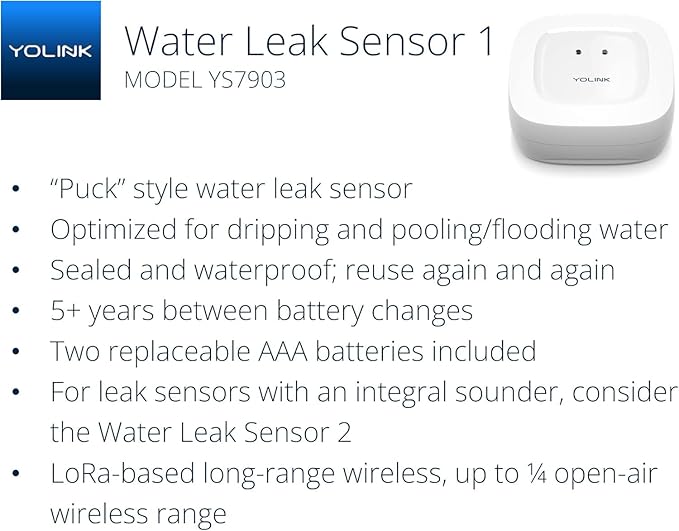 YoLink Water Leak Starter Kit: Hub + 6 Leak Sensor 1, LoRa Long-Range, - Image 2