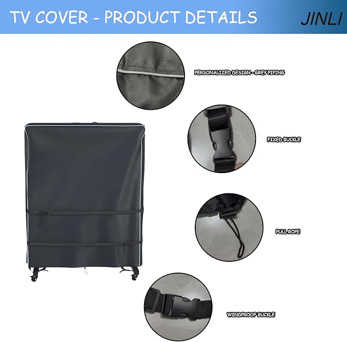 JINLI 65-70 inch outdoor TV trolley cover, courtyard TV cover, Oxford fabric - Image 3