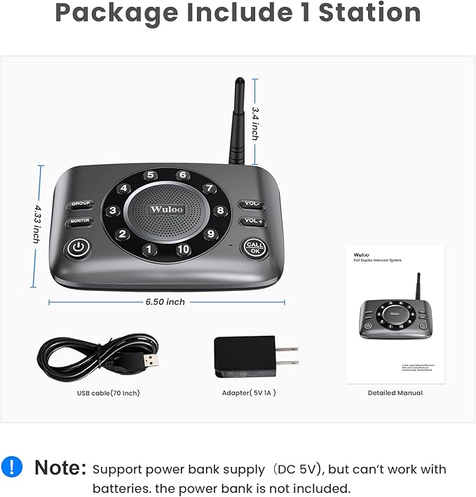 Hands-Free Intercoms Wireless for Home Business, Wuloo Upgrade Two Way Audio - Image 8