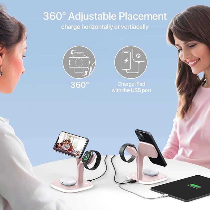 EXW Magnetic Charging Station, 5 in 1 Faster Mag-Safe Wireless Charger Stand - Image 4