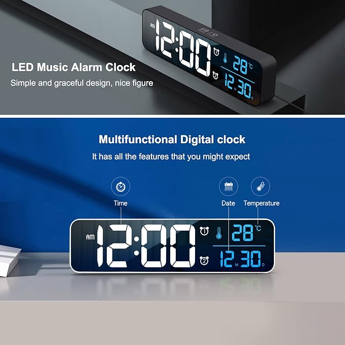 Abovsare Digital Clock for Bedroom, Clocks for Living Room Decor, Desk Table - Image 3