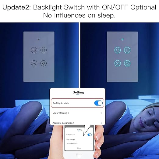 MOES 2.4GHz WiFi RF Smart Curtain Light Touch Switch Glass Panel Backlight - Image 3