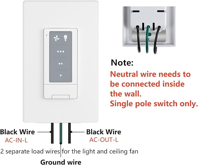 Universal Ceiling Fan Wall Remote Control Kit Replacement - Image 3