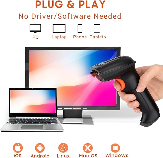 Tera Pro 1D Wireless Barcode Scanner 3 in 1 Bluetooth & 2.4G Wireless & USB - Image 5