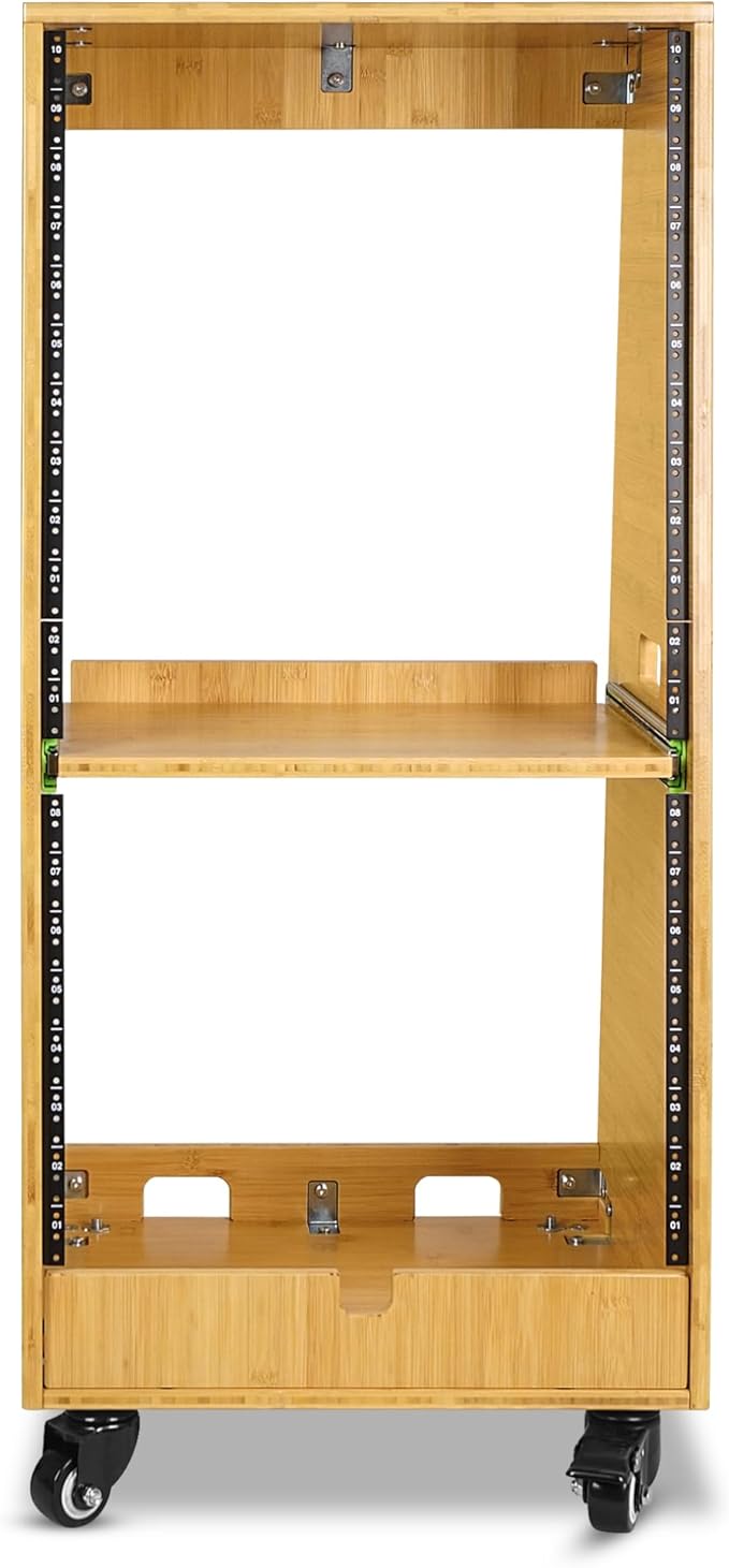 Sound Town DIY Solid Carbonized Bamboo Slanted 20U Studio Rack, - Image 2