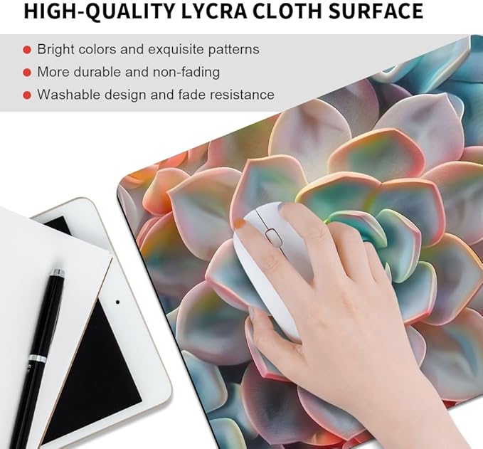Succulent Square Mouse pad, Waterproof, Anti Slip Rubber Base, Computer Mouse - Image 3