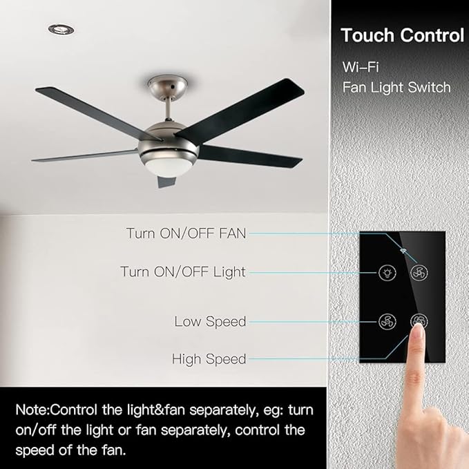 MOES WiFi Smart Ceiling Fan Light Wall Switch, Smart Life/Tuya APP Remote Timer - Image 7