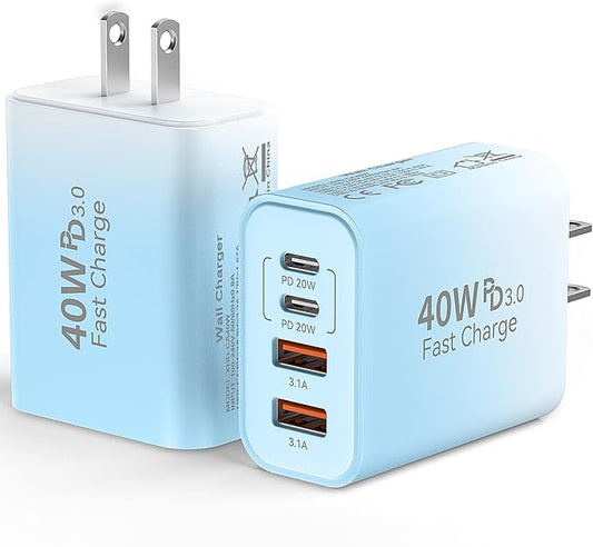 USB C Wall Fast Charger Block, 40W 4-Port Type C Chargers Fast Charging Blocks by Duloch