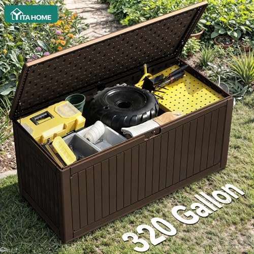 yitahome 320 gallon double-wall deck box with divider, package contents