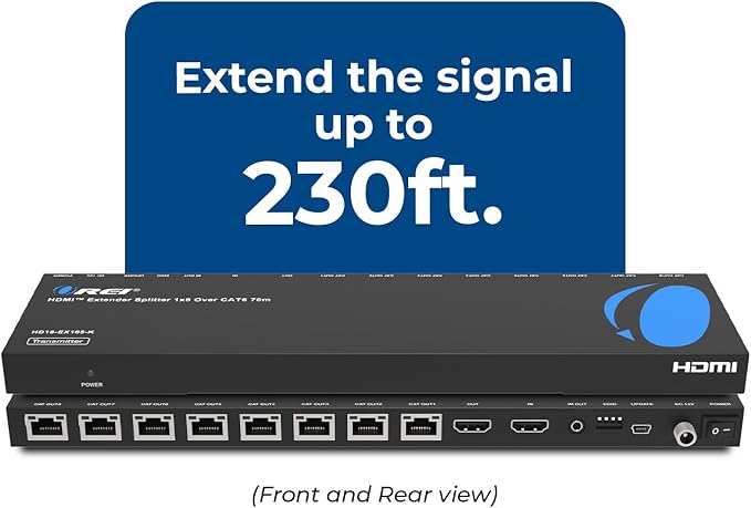 OREI 4K 1x8 HDMI Extender Splitter Multiple Over CAT 6/7 Cable - Image 2