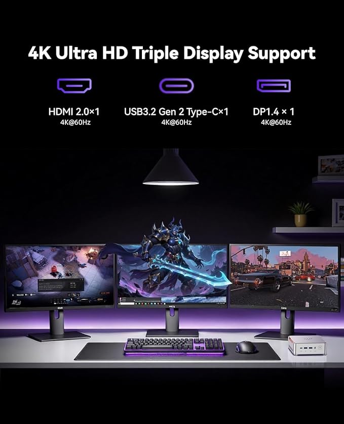 KAMRUI Hyper H2 Mini Gaming PC, in-tel Core i9-11900H 32GB RAM 1TB SSD Mini - Image 9