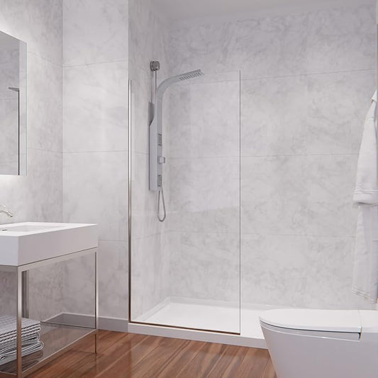 ANZZI 74 X 34 Inch Frameless Fixed Glass Shower Screen Shower Door in Brushed by ANZZI