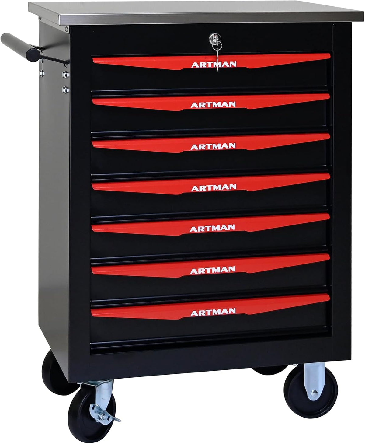 7 drawers rolling tool chest with wheels, stainless, main product view
