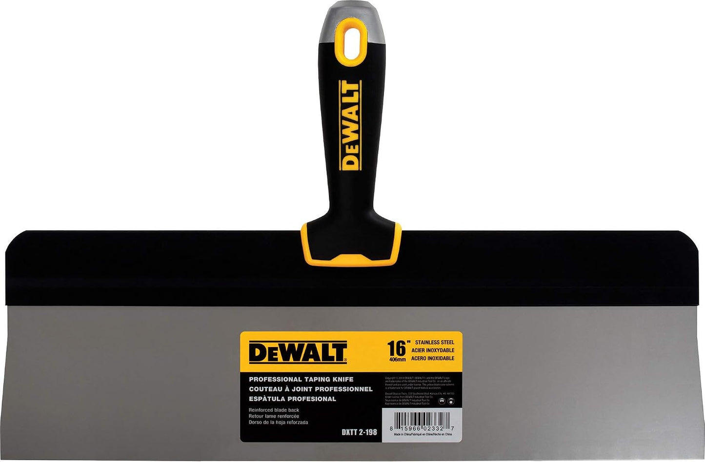 DEWALT 16" Big Back Taping Knife | Stainless Steel w/Soft Grip Handle | DXTT-2-198