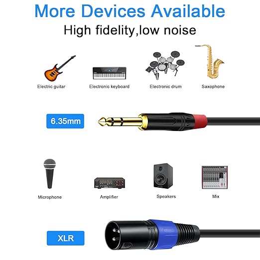Jozzai 2Pack 6.35mm Dual TRS to XLR Male Cable - Image 3