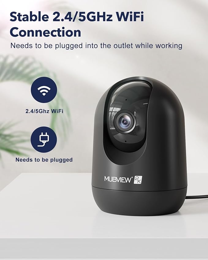 MUBVIEW Cameras for Home Security, Indoor Security Camera, 2.4/5GHz WiFi Wired - Image 3