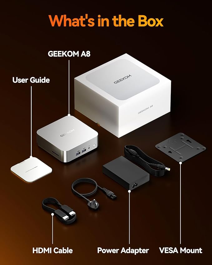 GEEKOM A8 Mini PC with AMD Ryzen 7 8745HS, 16GB DDR5 RAM 1TB NVMe SSD, Windows - Image 11