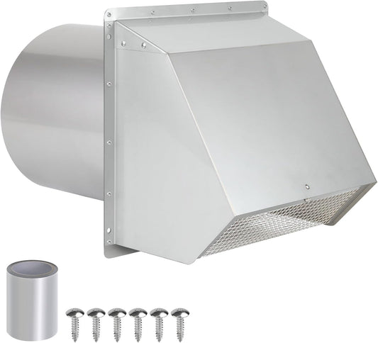 12 Inch Hooded Wall Vent with Screen and Damper, Outdoor Wall Exhaust Vent