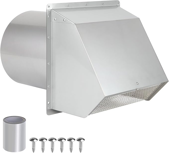 12 Inch Hooded Wall Vent with Screen and Damper, Outdoor Wall Exhaust Vent by JYINCPED