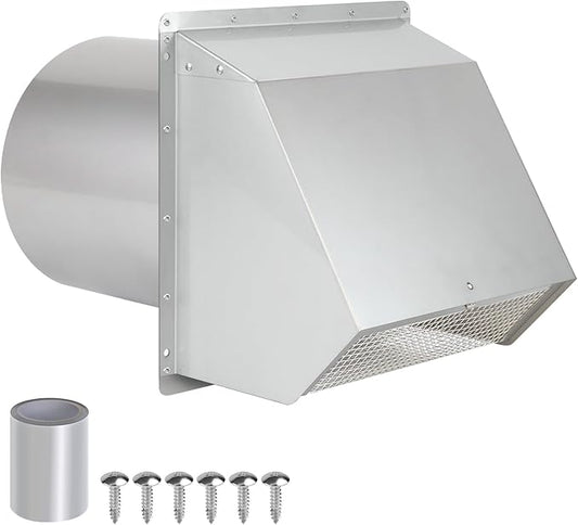 12 Inch Hooded Wall Vent with Screen and Damper, Outdoor Wall Exhaust Vent by JYINCPED