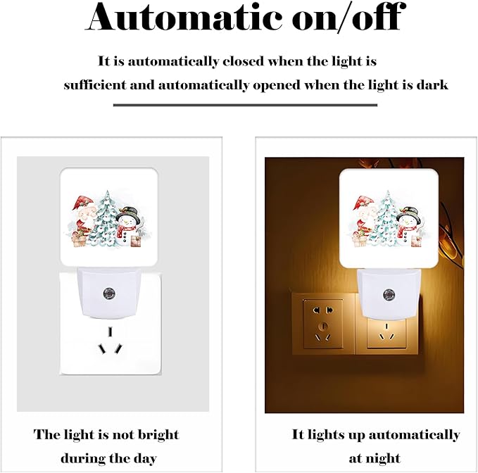 FSHVQKD Santa Claus and Snowman Night Light, Plug-in Nightlights Auto Sensor - Image 3