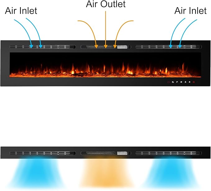 CharaVector 80 inch 750W/1500W Electric Fireplace Inserts - Image 4