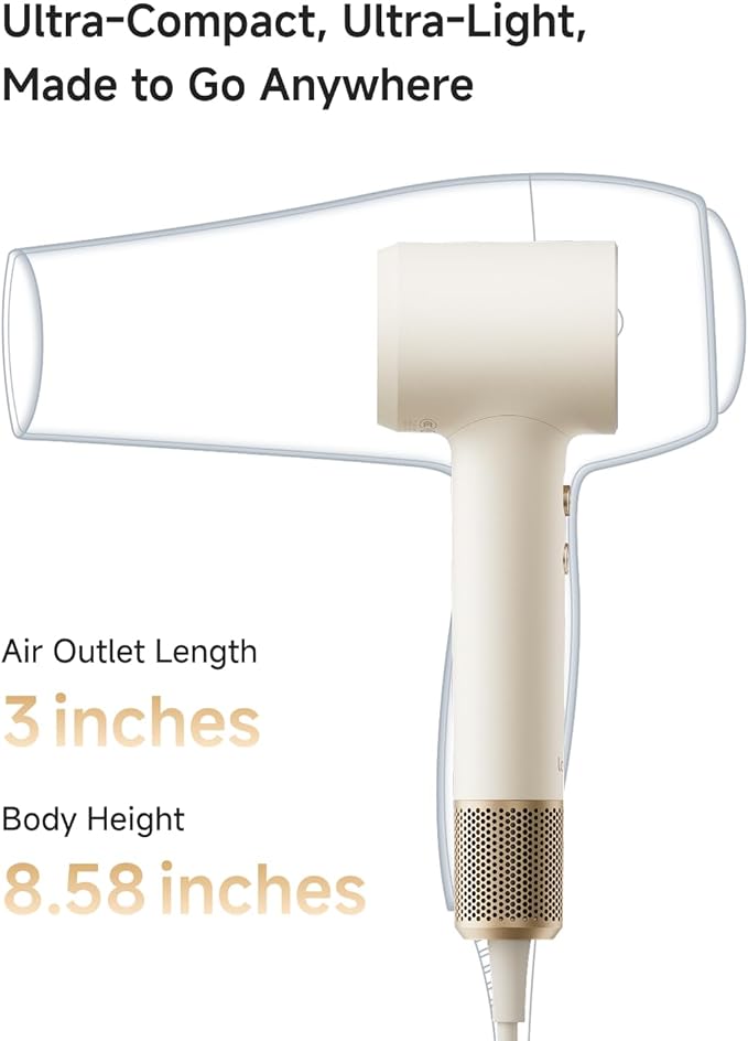 Laifen MINI Hair Dryer, Lightweight and Compact High Speed 200M Ionic Blow Dryer - Image 2