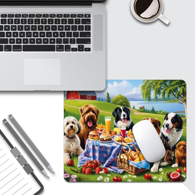 Dog Party Square Mouse pad, Waterproof, Anti Slip Rubber Base, Computer Mouse - Image 5