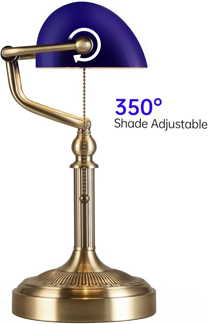 Newrays Blue Glass Bankers Desk Lamp - Image 7