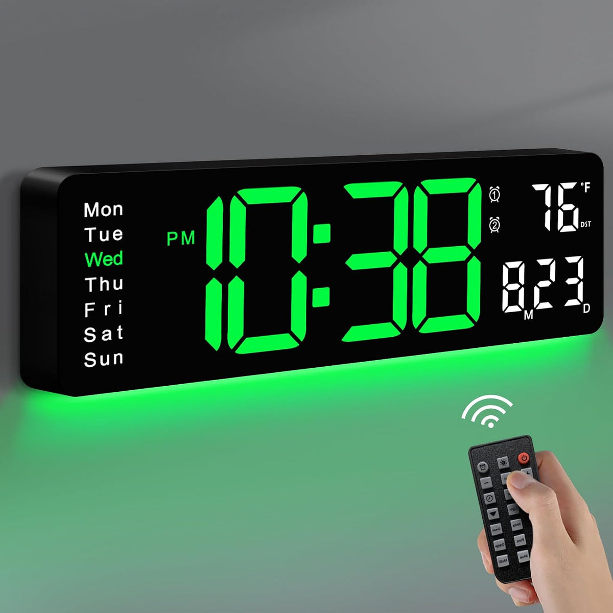 MASHI Digital Wall Clock, Auto-Dimming Wall Clock