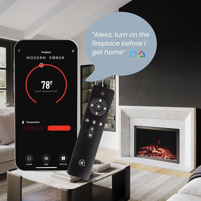 Modern Ember Highmark Traditional 33 Inch Built-in Smart Electric Fireplace - Image 7