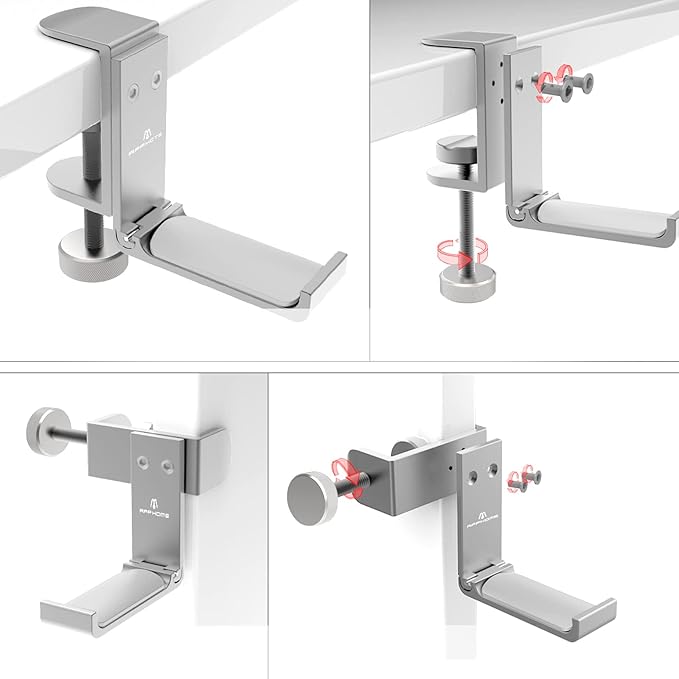 Foldable Headphone Stand and Hook – Aluminum Headset Holder Clamp Mount Under - Image 9
