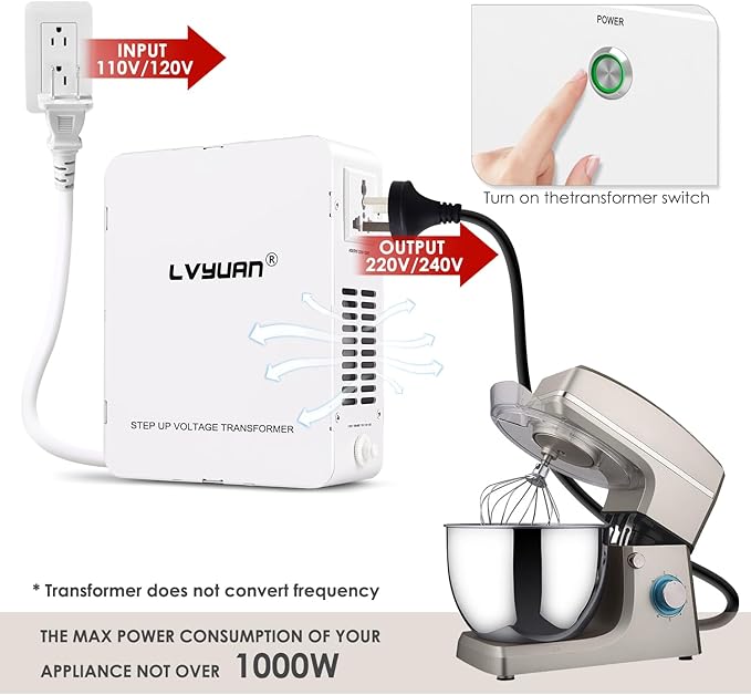 LVYUAN 1000W 110/120V to 220/240V Voltage Converter Step Up Transformer - Image 4
