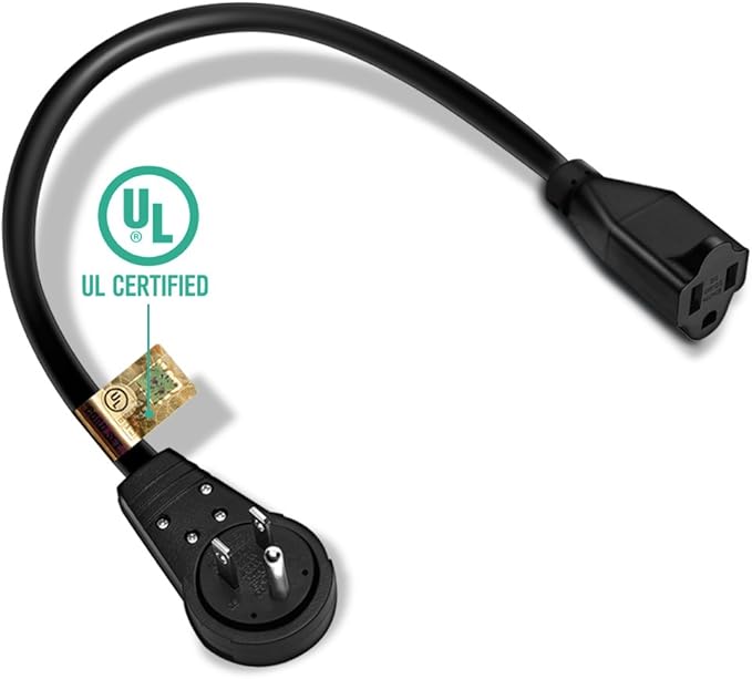 Nekteck 360° Rotating Flat Plug Extension Cord, 1 Foot, 14AWG 3 Prong, Low - Image 7