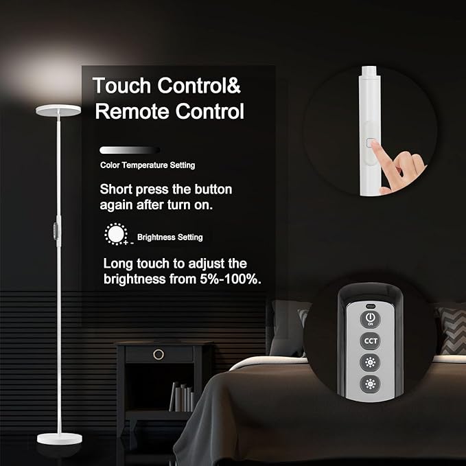 JOOFO Floor Lamp, 30W/2400LM Sky LED Modern Torchiere 3 Color Temperatures - Image 6