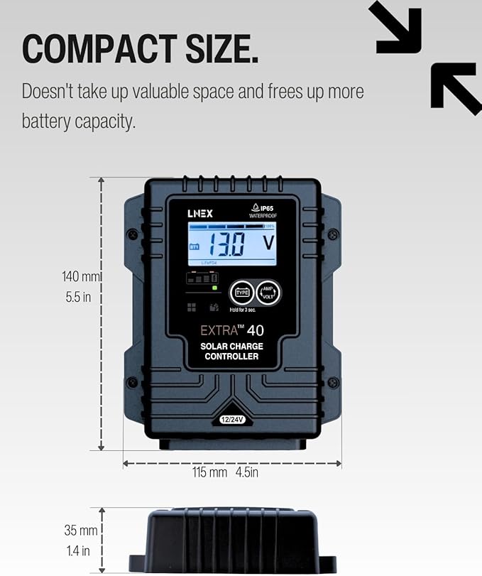 LNEX Solar Charge Controller Waterproof, 40A Solar Panel Regulator - Image 5