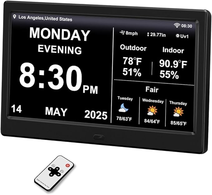 2025 Digital Clock with Weather Forecast & Temperature/Humidity Large Display by TIMEMOON